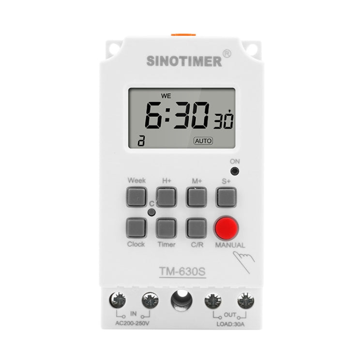 SINOTIMER TM630S-K 85-265V AC 30A Timer Interruttore 1 Secondo Intervallo Settimanale Relè Temporale Programmabile, 85-265V SINOTIMER TM630S-K 85-265V AC 30A Timer Interruttore 1 Secondo Intervallo Settimanale Relè Temporale Programmabile, 85-265V